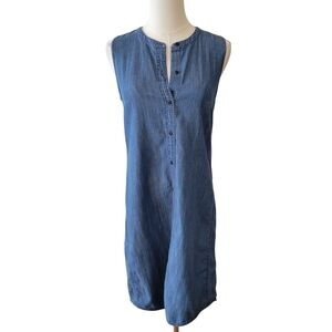 J. Crew Blue Cotton Denim Sleeveless Shift Dress Size XS